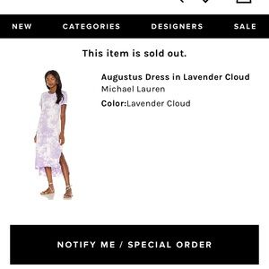 Augustus Dress in Lavender Cloud, Michael Lauren, NWT, small, revolve modesens